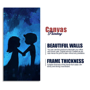 Beautiful Young Couple in Love Holding Hands Premium Canvas Wall Painting