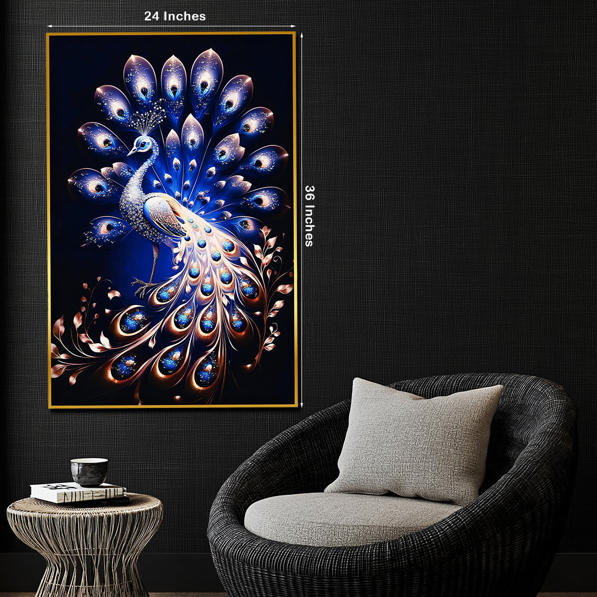 Beauty of Starry Peacock Framed Crystal Glass Painting