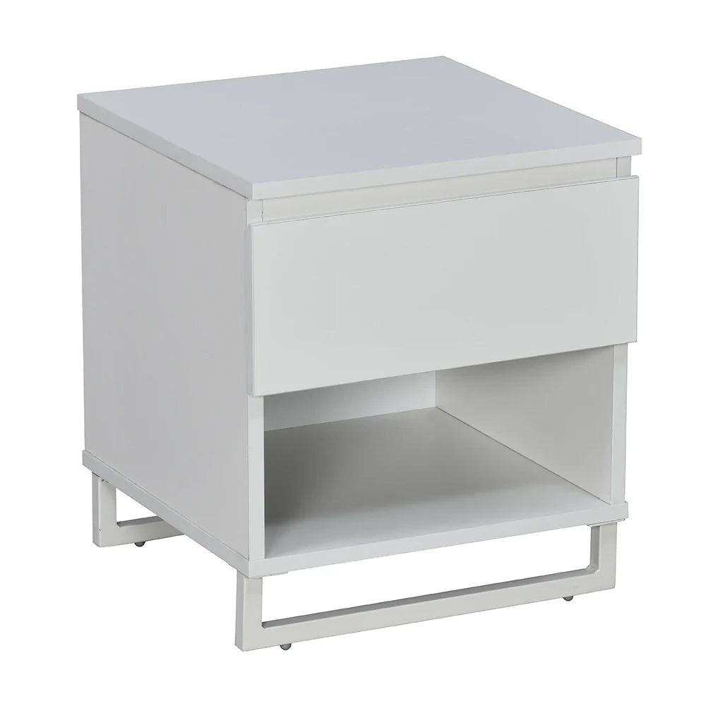 Bedside Table with Drawer and Shelf Storage