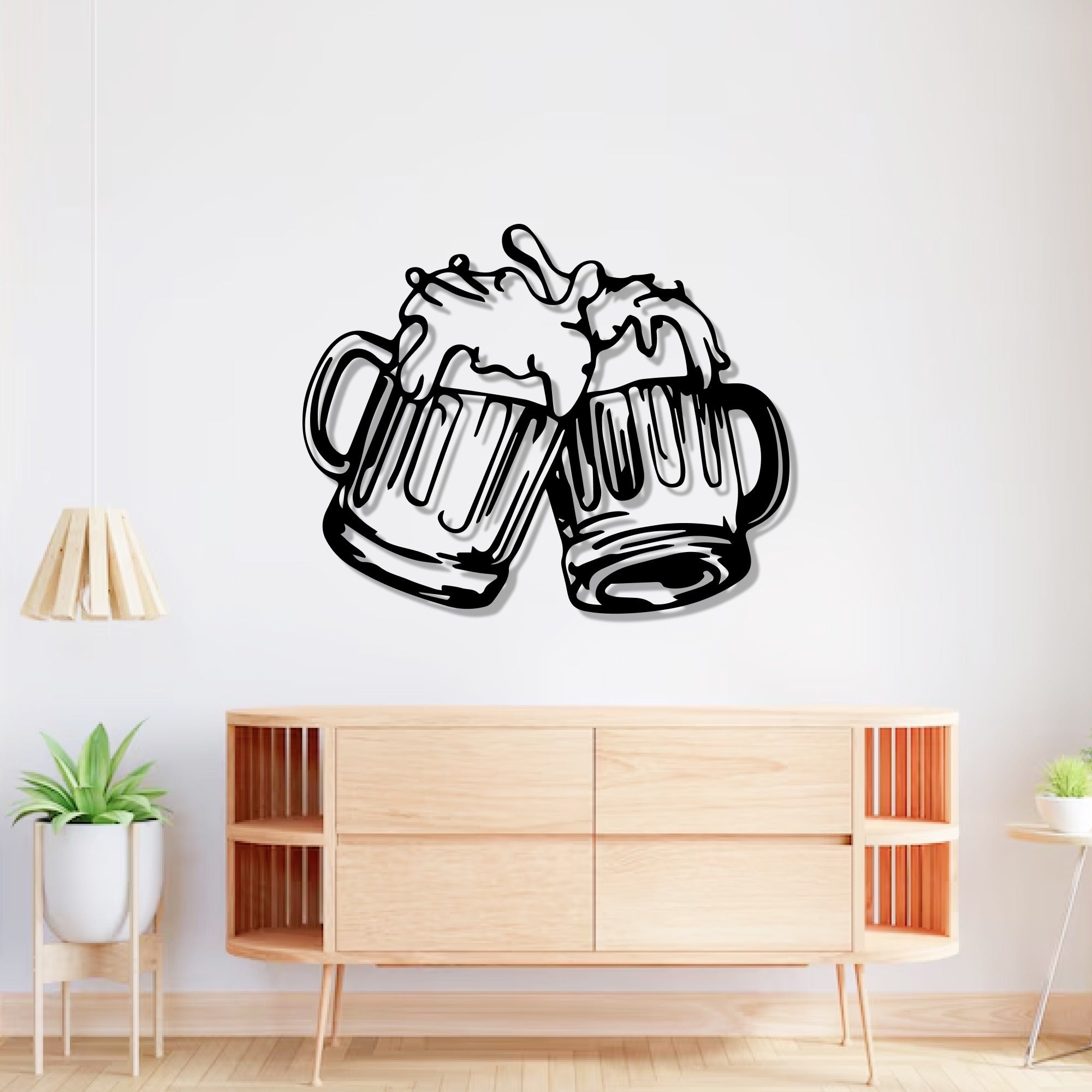 Beer Mugs Cheers Up Metal Art Bar Wall Decor