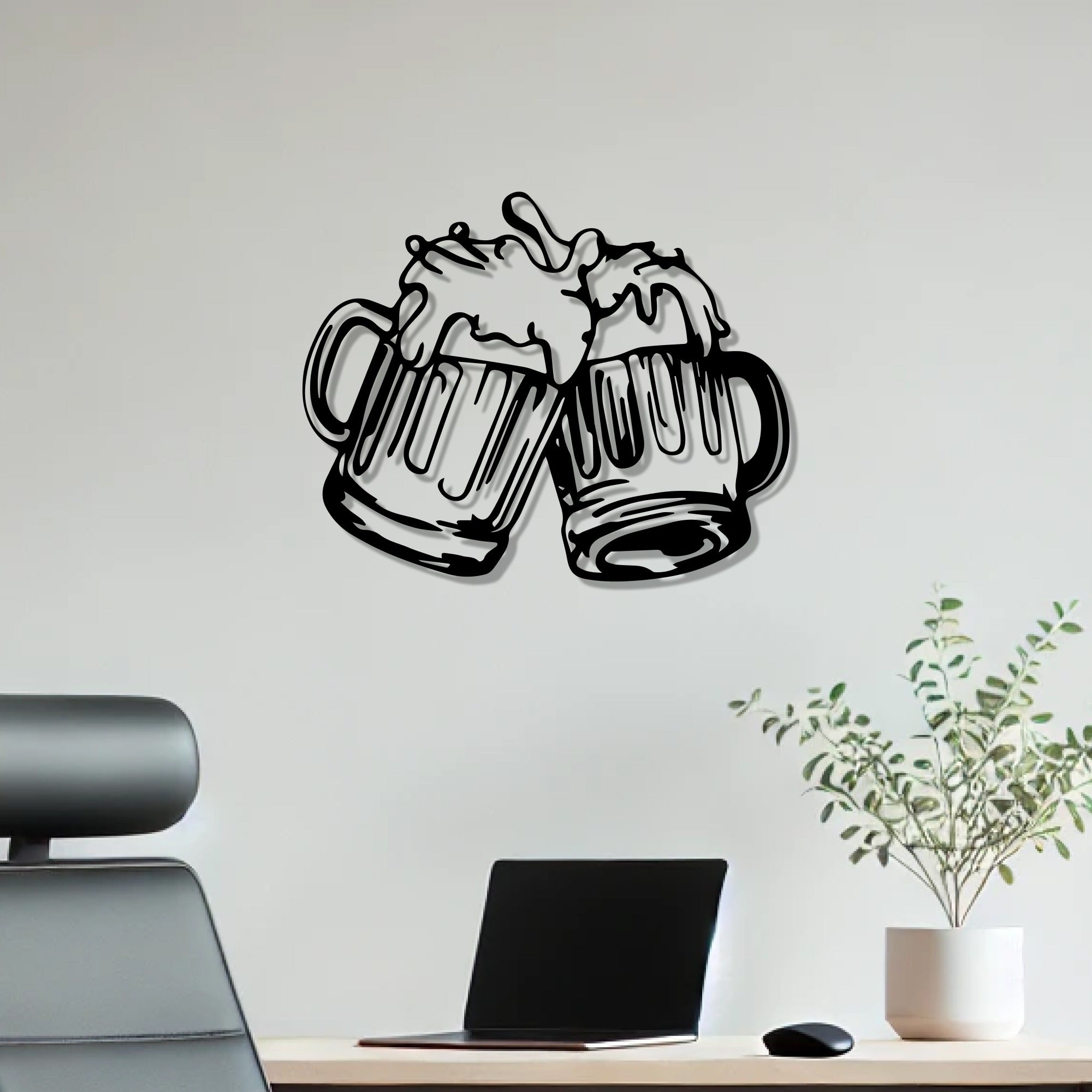 Beer Mugs Cheers Up Metal Art Bar Wall Decor