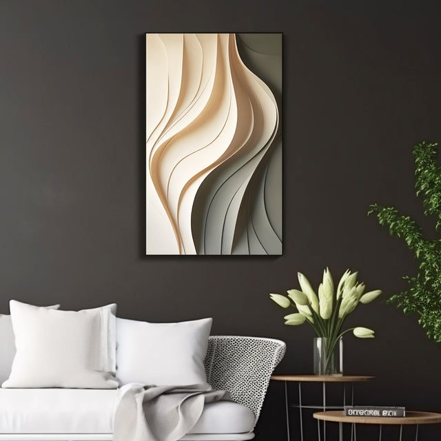 Beige and Olive Wave Panel 3D Wall Art Home Decor