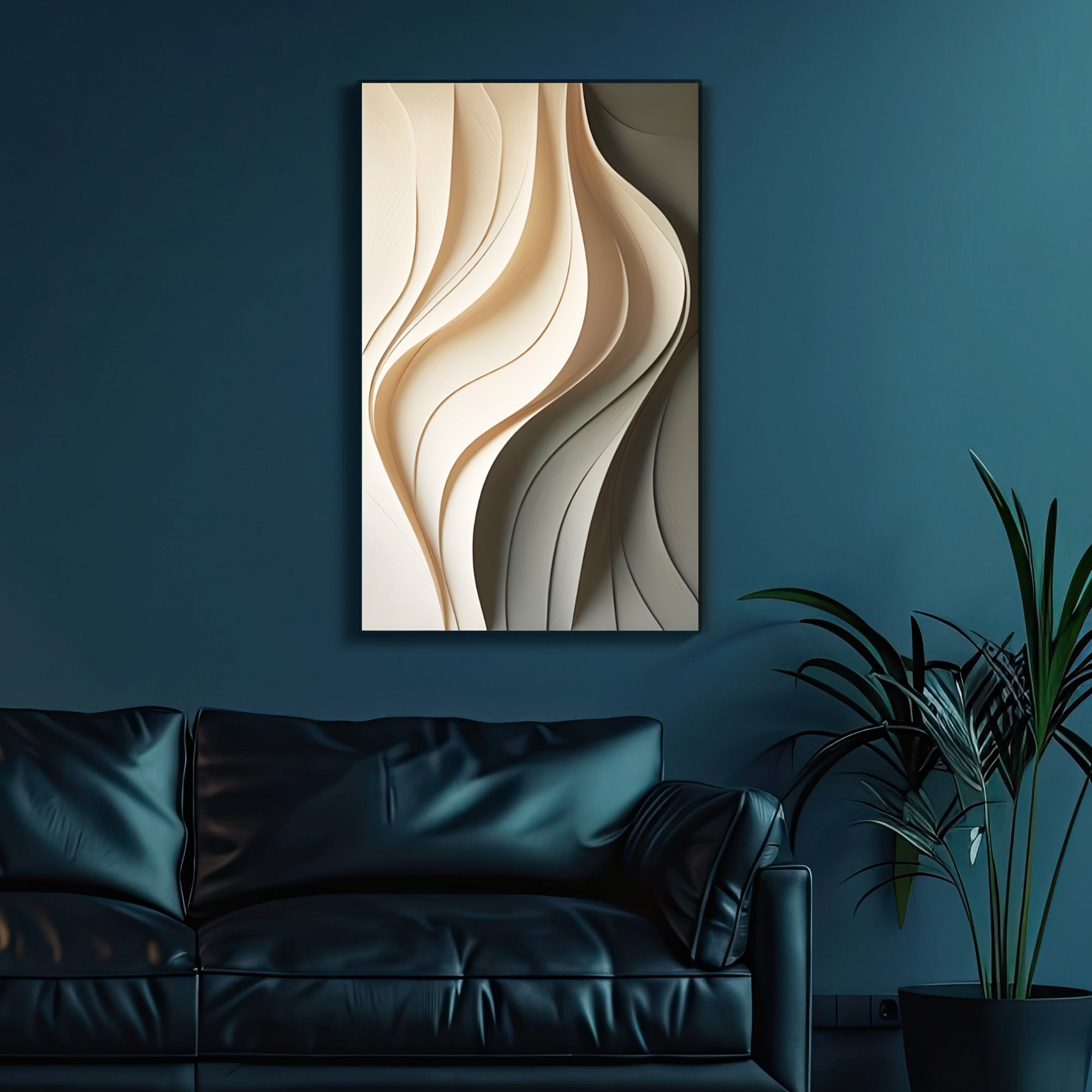 Beige and Olive Wave Panel 3D Wall Art Home Decor