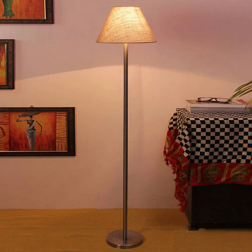 beige-color-decorative-conical-designer-steel-floor-lamp