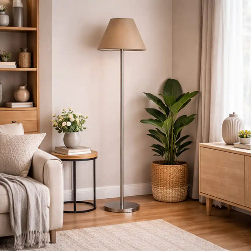 Beige Color Decorative Conical Designer Steel Floor Lamp