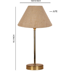 Beige Color Traditional Bedside Table Lamp with Golden Finish Base