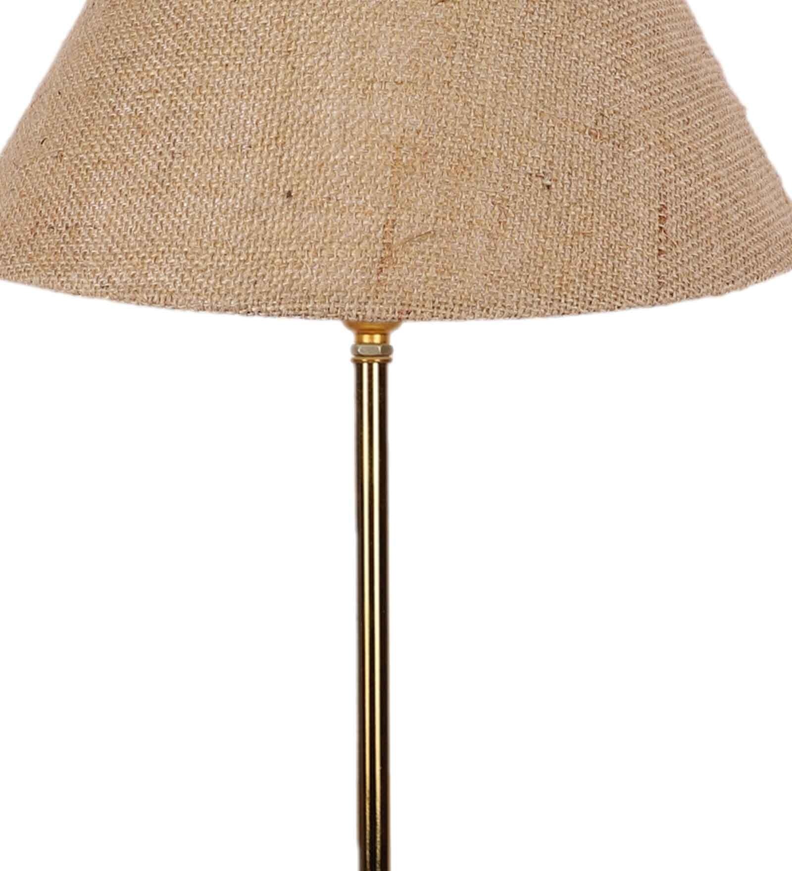 Beige Color Traditional Bedside Table Lamp with Golden Finish Base