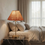 Beige Color Traditional Bedside Table Lamp with Golden Finish Base