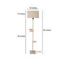Beige Fabric Double Shelf Floor Lamp with Natural Solid Wood Color Base