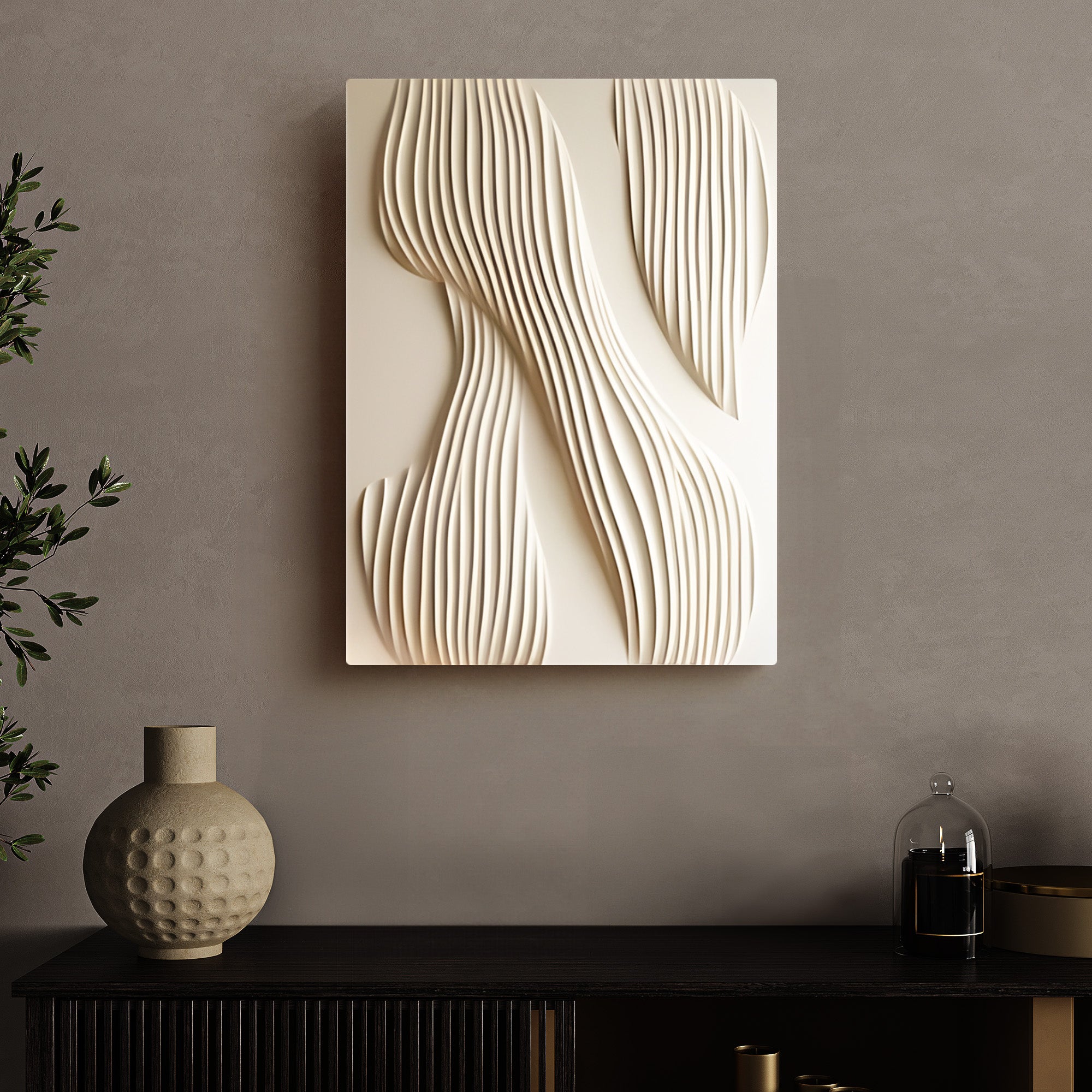 Beige Flow Vertical Wave Texture 3D Wall Art Home Decor
