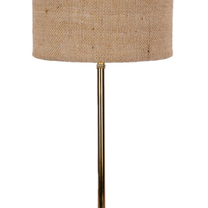 Beige Textured Cotton Metal Golden Finish Table Lamp