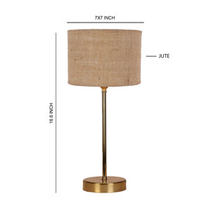 Beige Textured Cotton Metal Golden Finish Table Lamp