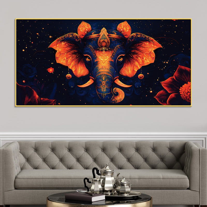 Beloved Lord Ganesha Luxury Canvas Wall Painting for Home & Office Spaces – Modern Religious Wall Art