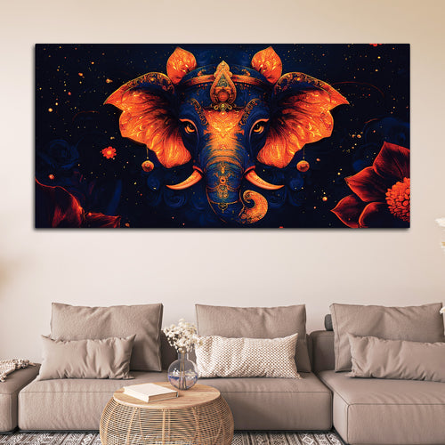 Beloved Lord Ganesha Luxury Canvas Wall Painting for Home & Office Spaces – Modern Religious Wall Art