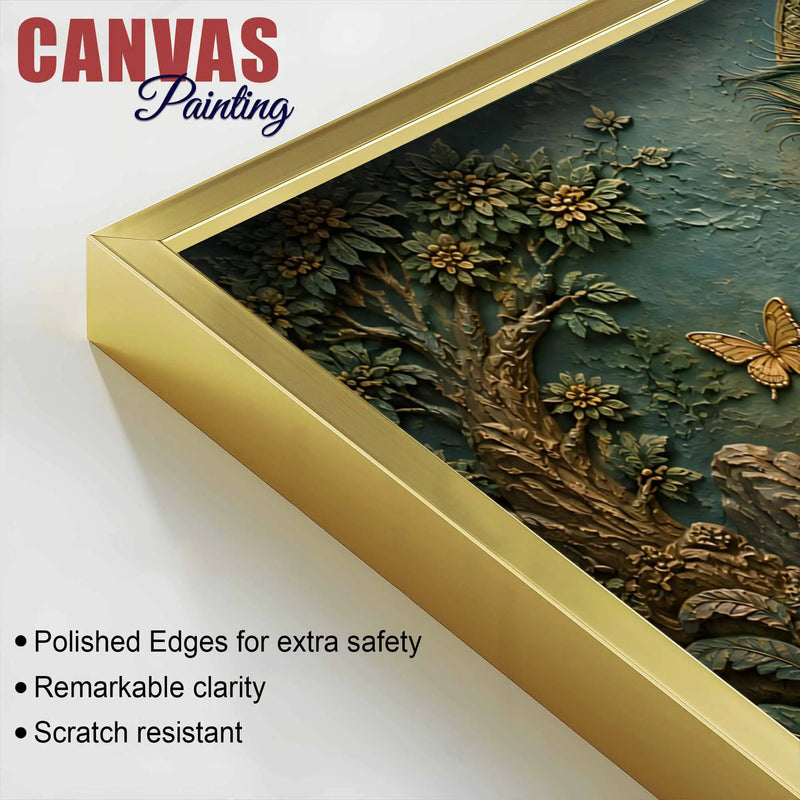 Beloved Lord Krishna with Flute 3D Bas-Relief Type Canvas Wall Painting