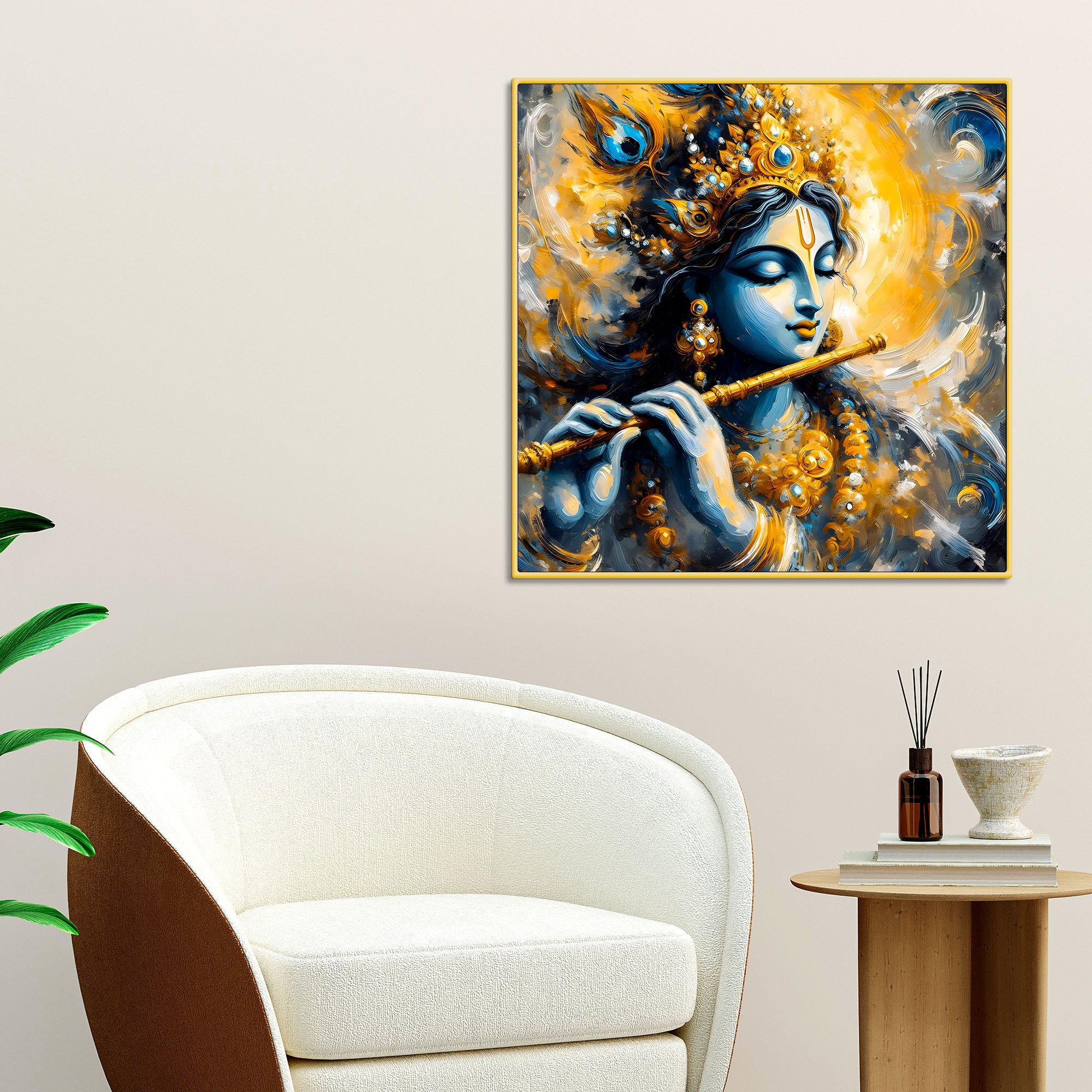 Beloved Shri Krishna Divine Flute Canvas Wall Painting for Home & Office