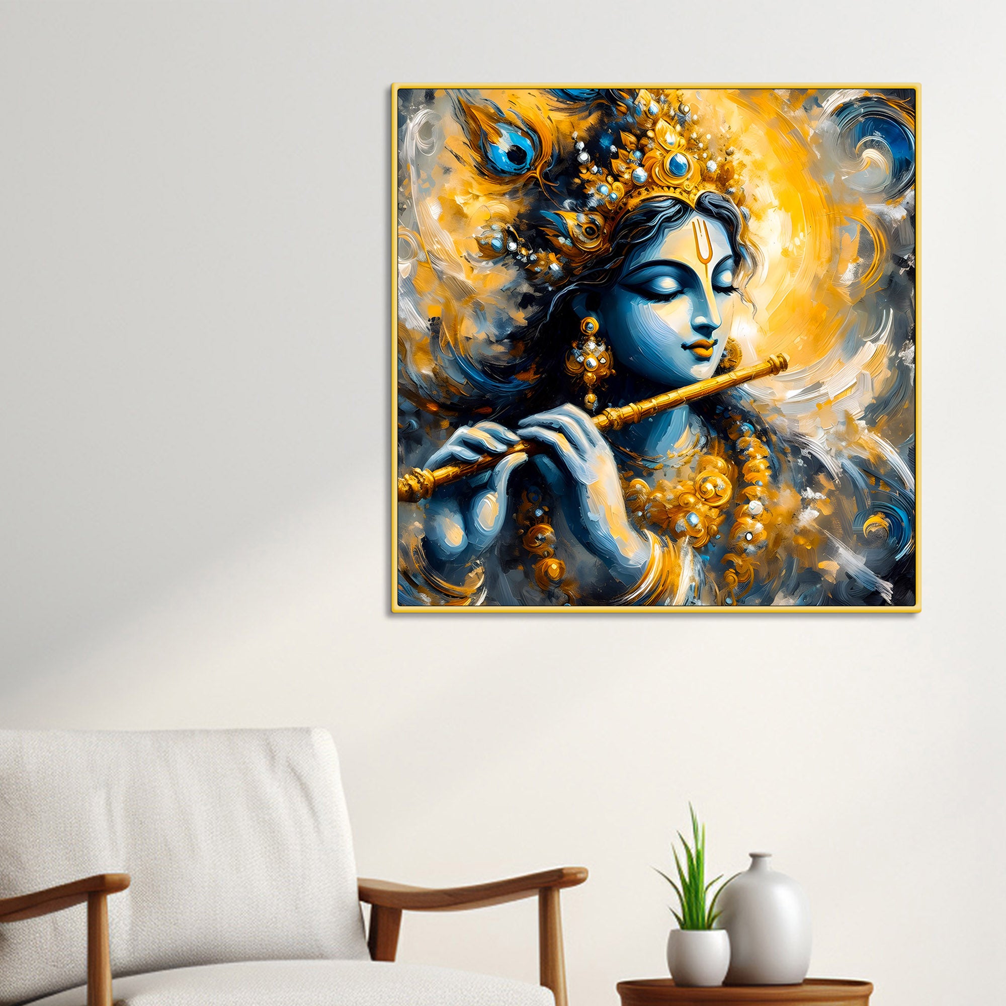 Beloved Shri Krishna Divine Flute Canvas Wall Painting for Home & Office
