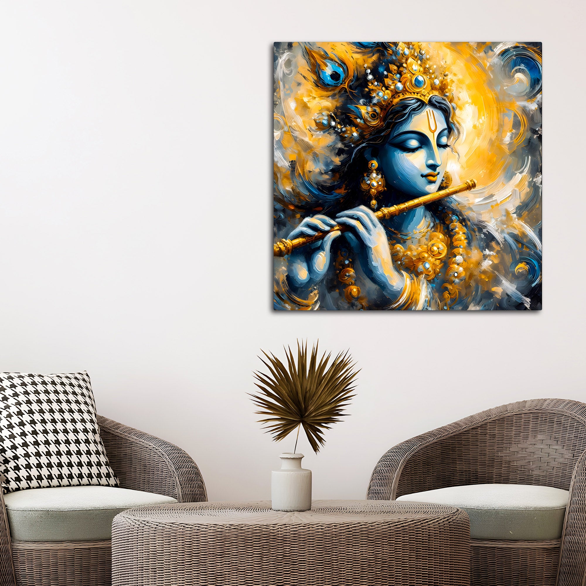 Beloved Shri Krishna Divine Flute Canvas Wall Painting for Home & Office