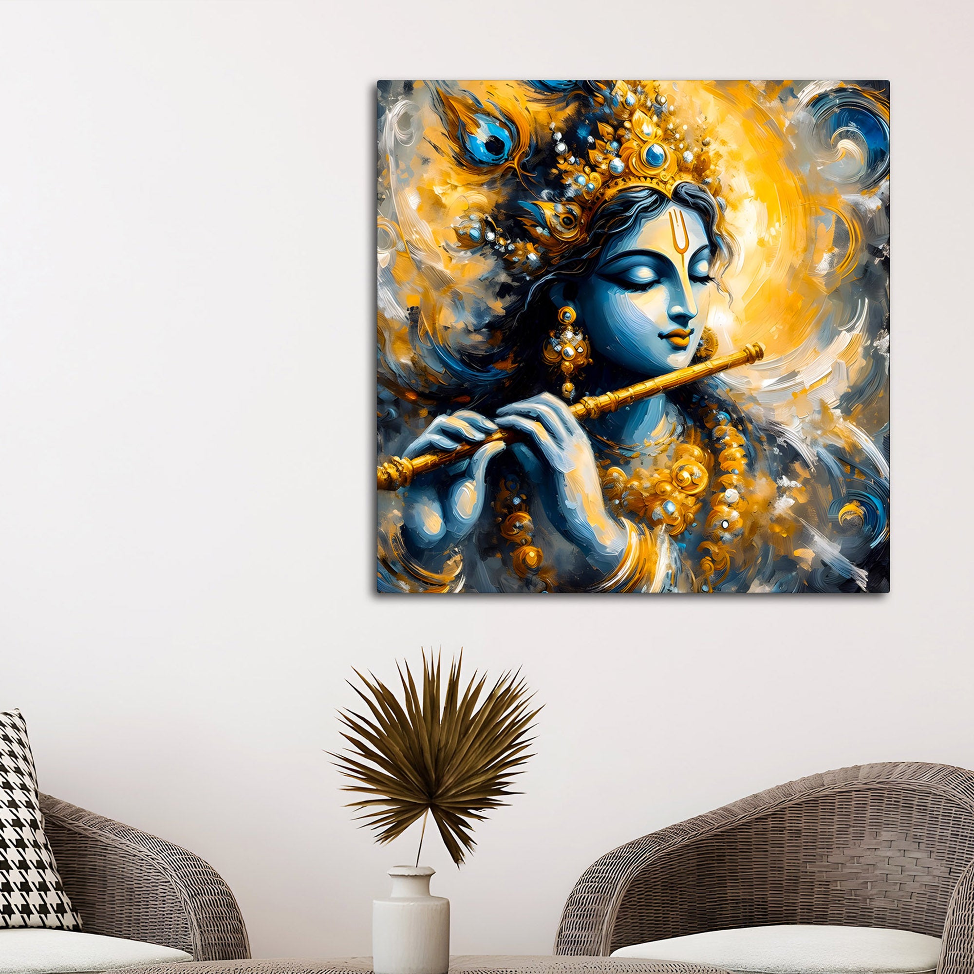 Beloved Shri Krishna Divine Flute Canvas Wall Painting for Home & Office