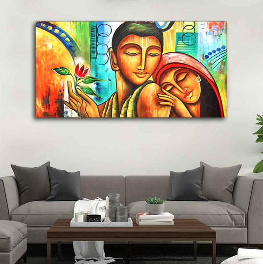 Big Size Canvas Wall Painting of Lord Radha Krishna