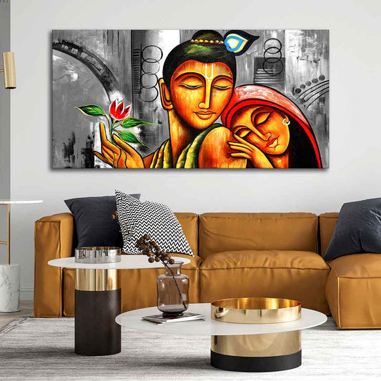 Big Size Premium Wall Painting of Lord Radha Krishna