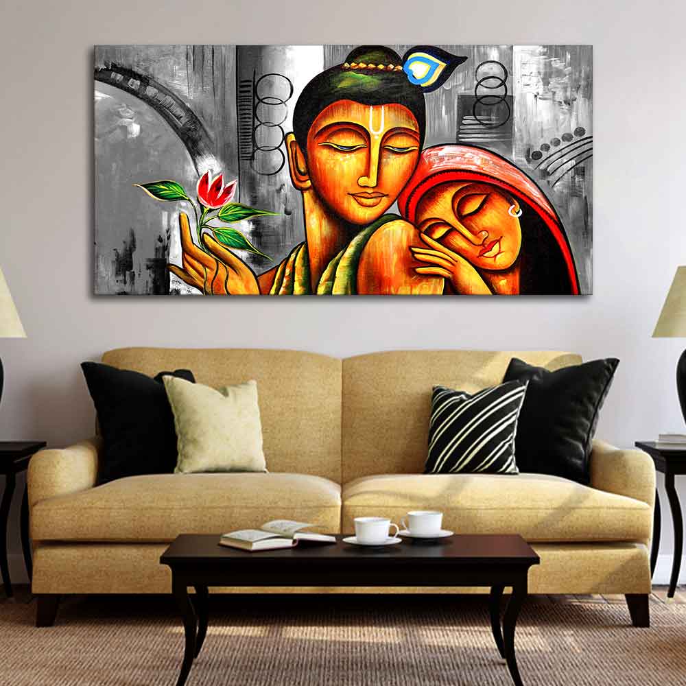 Big Size Premium Wall Painting of Lord Radha Krishna