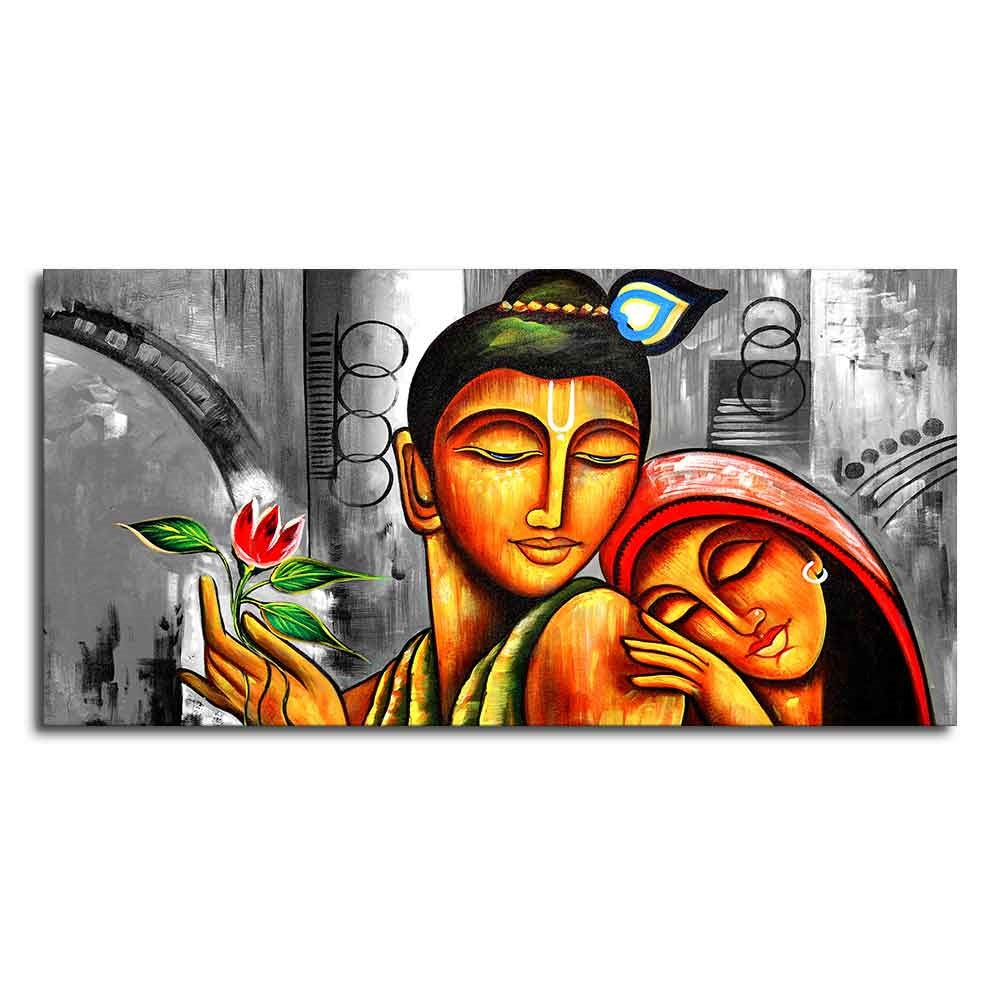 Big Size Premium Wall Painting of Lord Radha Krishna