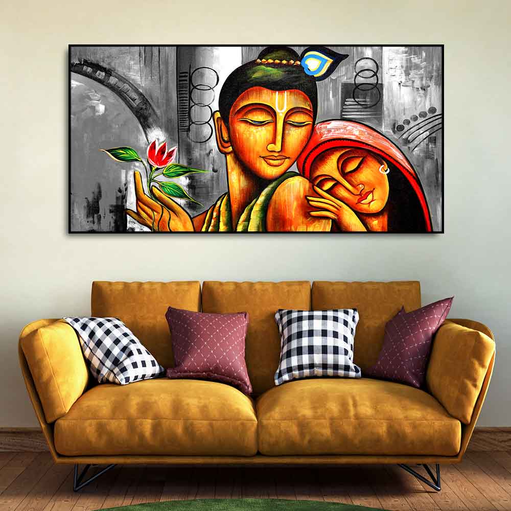 Big Size Premium Wall Painting of Lord Radha Krishna