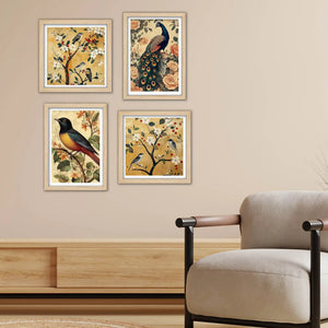 Bird and Floral Wall Art Frame Set of 4