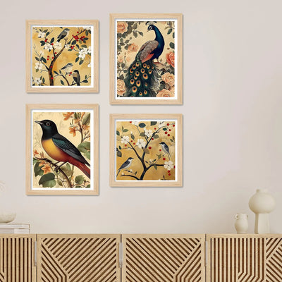Bird and Floral Wall Art Frame Set of 4