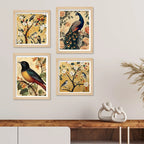 Bird and Floral Wall Art Frame Set of 4
