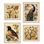 Bird and Floral Wall Art Frame Set of 4