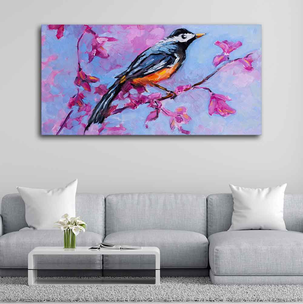 Bird with Nature Abstract Design Wall Painting