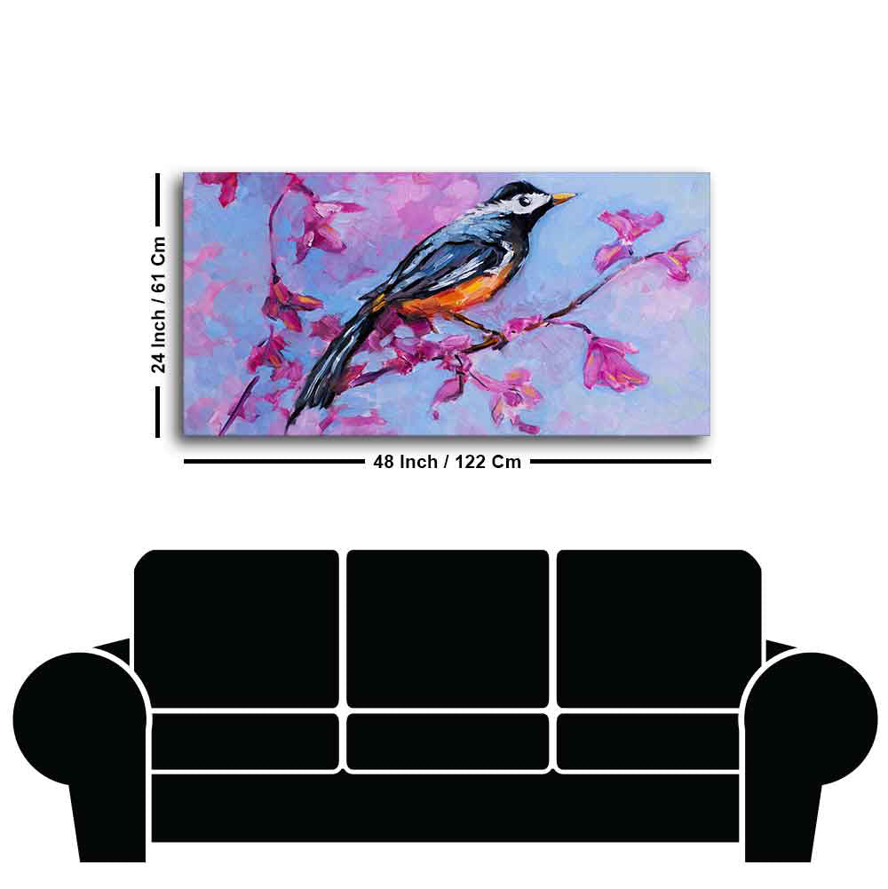 Bird with Nature Abstract Design Wall Painting