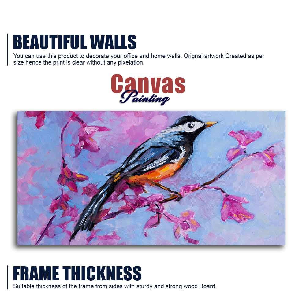 Bird with Nature Abstract Design Wall Painting