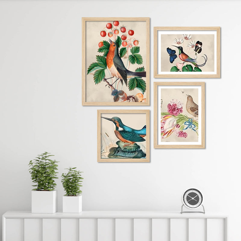 Birds & Floral Wall Frame Set of Four