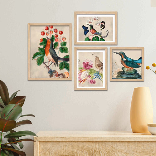 Birds & Floral Wall Frame Set of Four