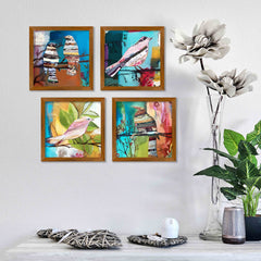 Birds Watercolor Art Wall Frame Set of Four