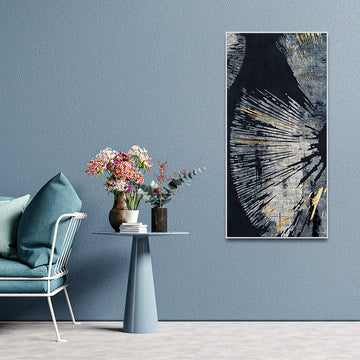 Black Background with Golden Textured Abstract Canvas Wall Painting