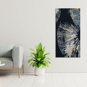 Black Background with Golden Textured Abstract Canvas Wall Painting