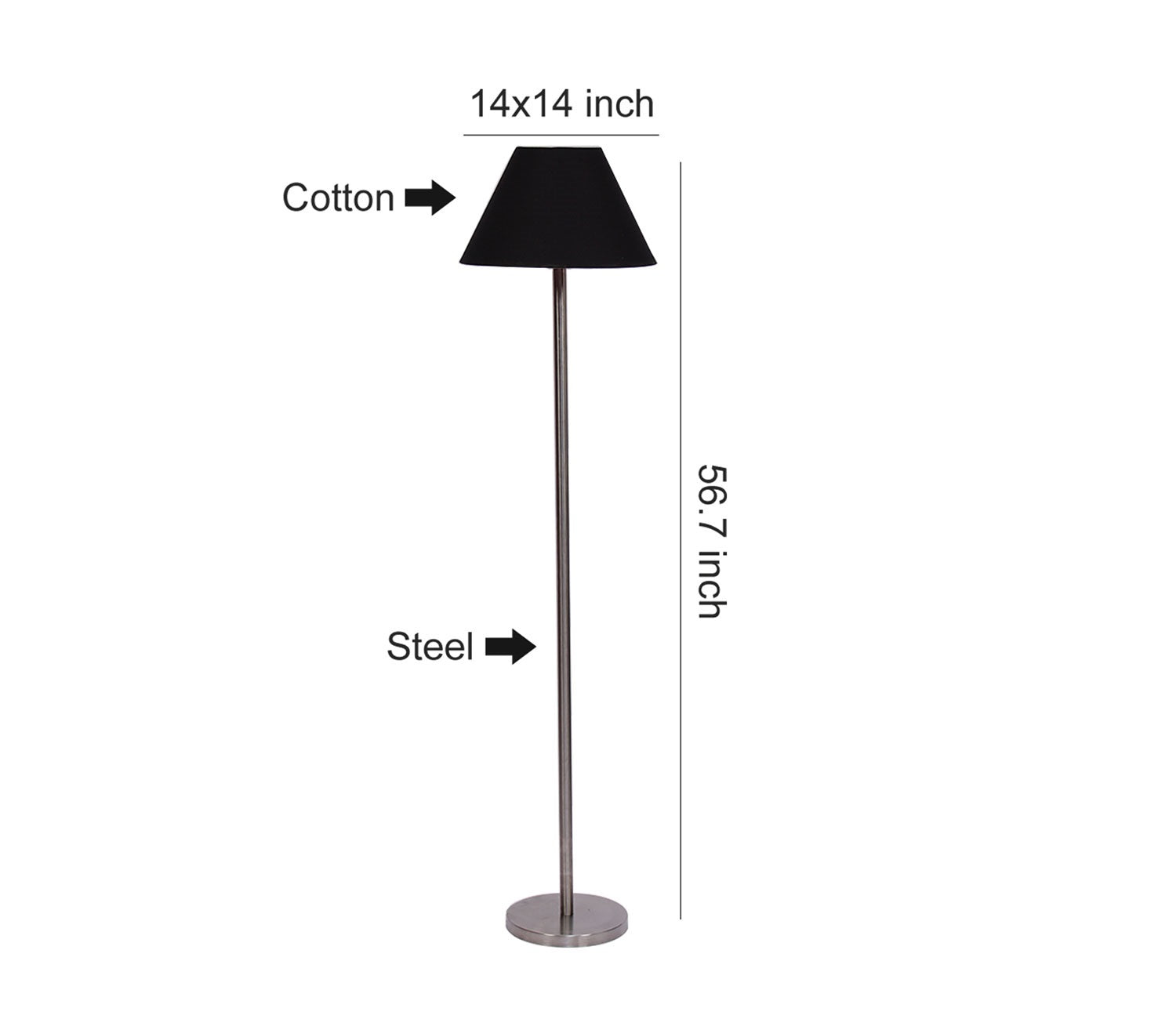 Black Decorative Conical Designer Steel Floor Lamp