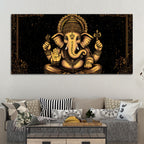 Black & Gold Divine Shri Ganesha Spiritual Canvas Wall Painting for Home & Office – Luxury Spiritual Decor