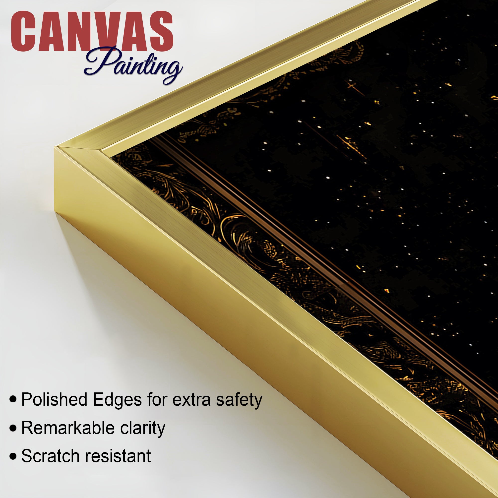 Black & Gold Divine Shri Ganesha Spiritual Canvas Wall Painting for Home & Office – Luxury Spiritual Decor