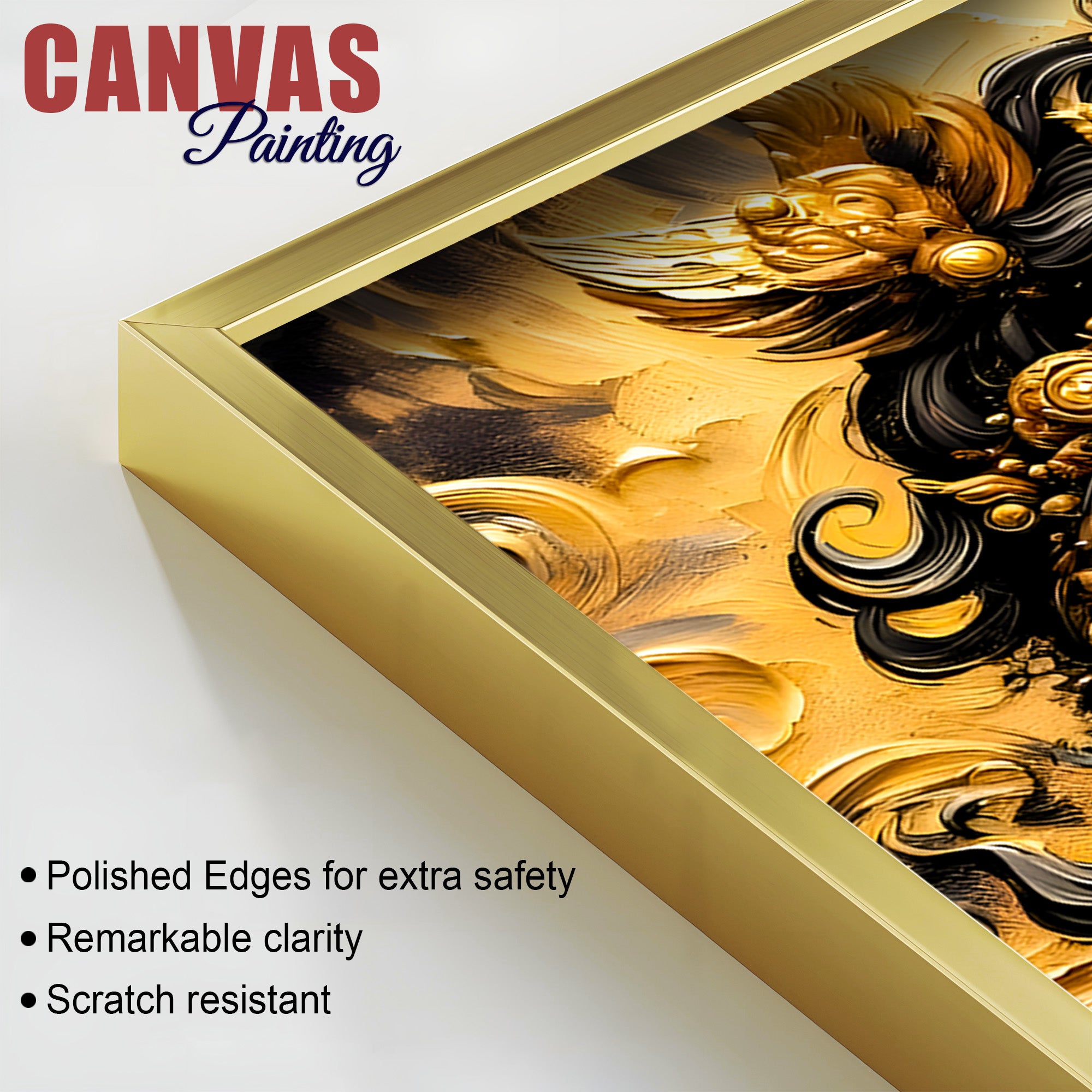 Black & Gold Divine Shri Krishna Spiritual Canvas Wall Painting for Home