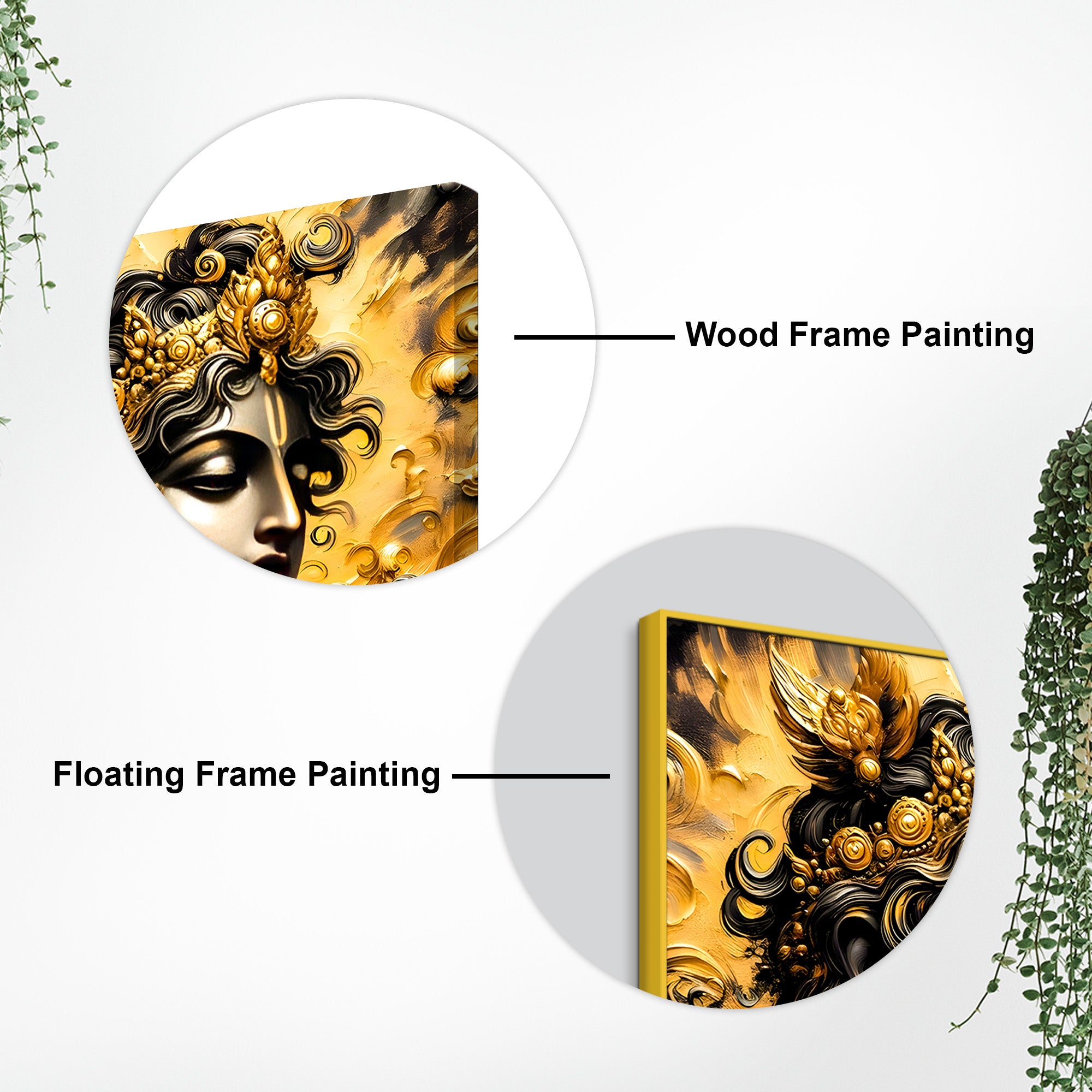 Black & Gold Divine Shri Krishna Spiritual Canvas Wall Painting for Home