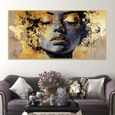 black-gold-woman-face-abstract-wall-painting-for-luxury-homes