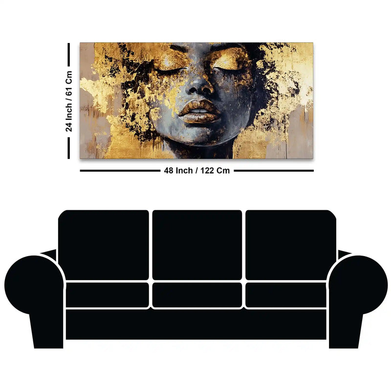 Black Gold Woman Face Abstract Wall Painting for Luxury Homes