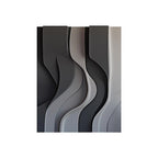 Black Gray and White Flowing Wave Design 3D Wall Decor
