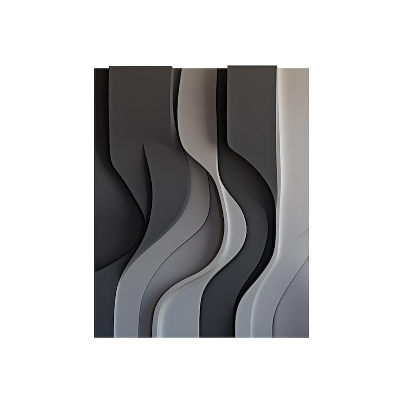 Black Gray and White Flowing Wave Design 3D Wall Decor