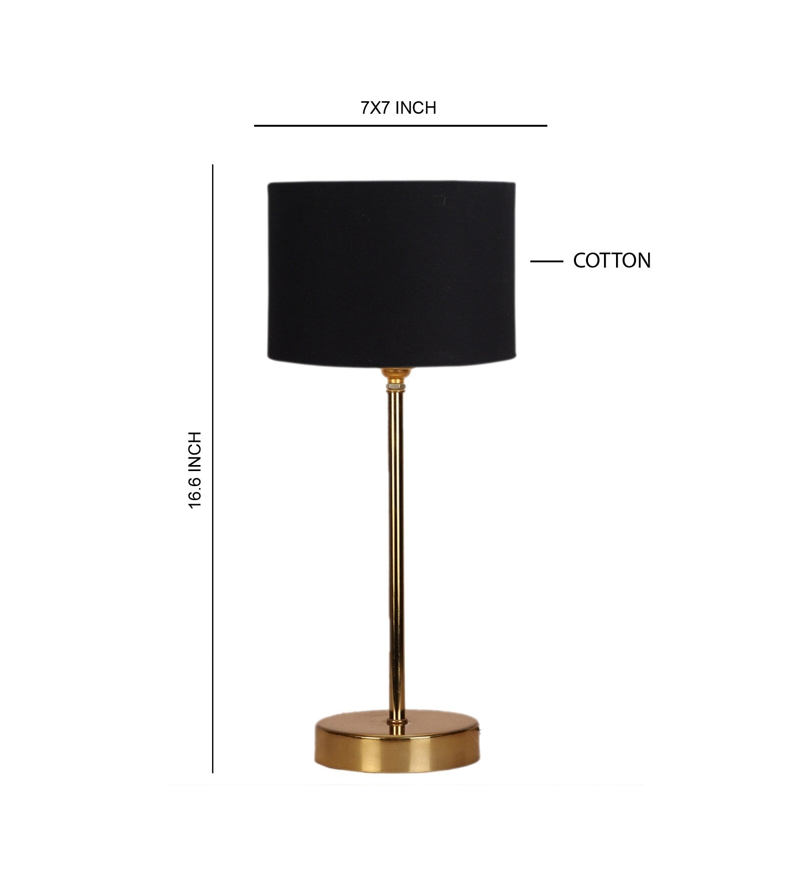 Black Textured Cotton Metal Finish Golden Table Lamp